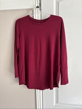 J. Jill Long Sleeve Crewneck Top in Wine